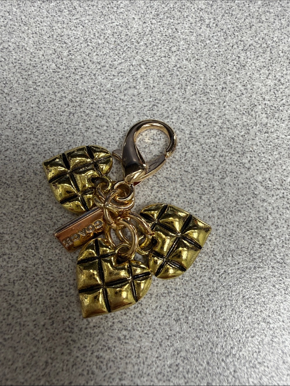 Coach Gold Quilted Heart ❤️ Bag Charm